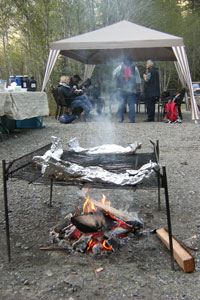 Barbecued Salmon over an open Fire