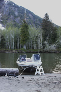 Jet boat awaiting passengers