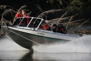 Cruising in the Jet Boat up the Exchamsiks River