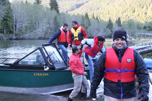 Jet boat passengers having a good time
