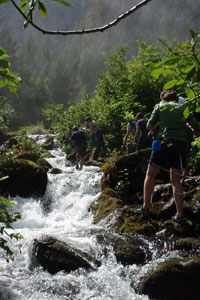 Hiking to the remote waterfall