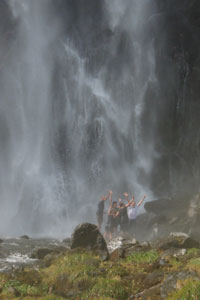 Visiting a remote wilderness waterfall