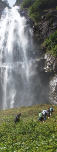 Beautiful remote waterfall by the Exchamsiks Rive